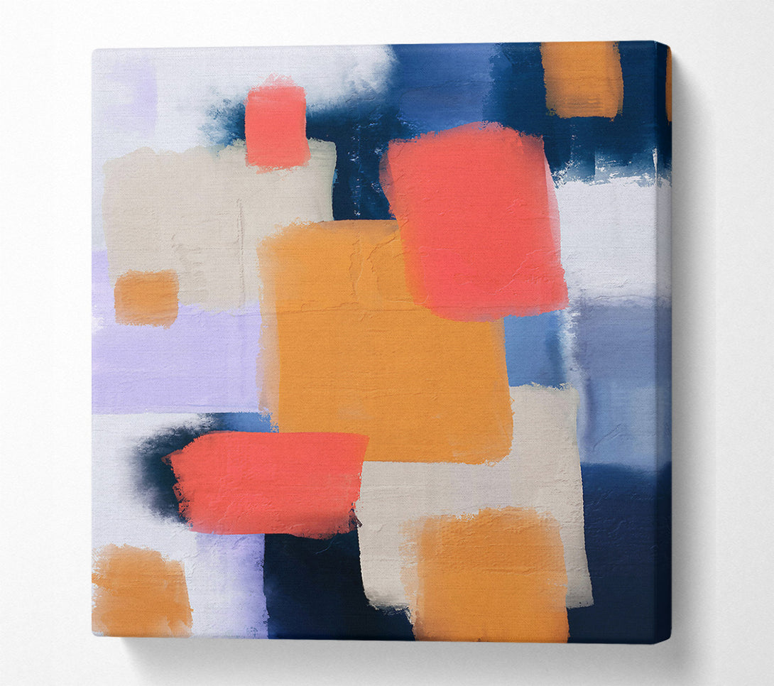  A Canvas Print of Coral Abstract Blocks Canvas Wall Art