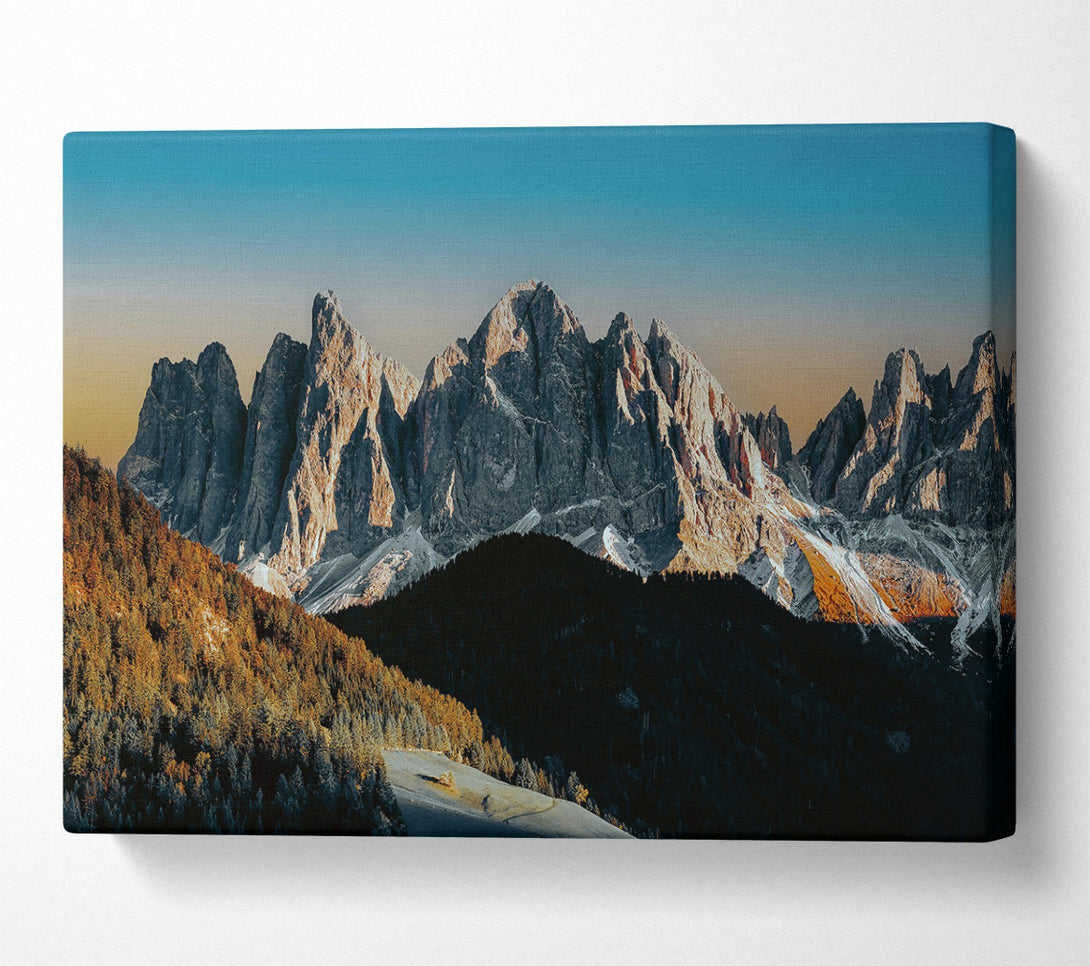  A Canvas Print of Golden Mountain Peaks Canvas Print