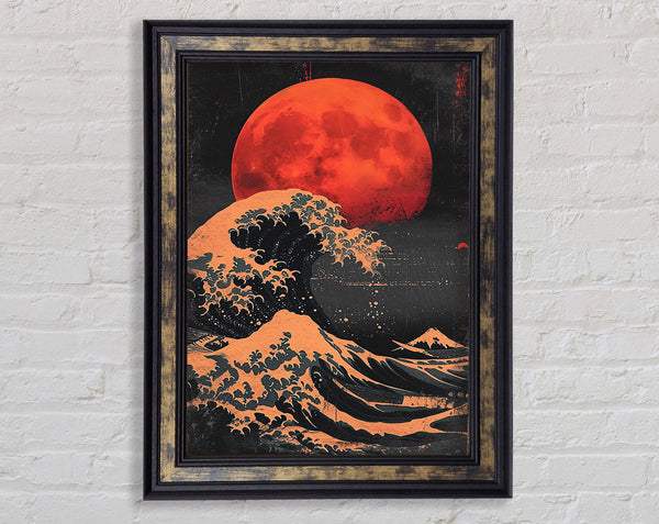 Blood Moon Waves Framed Print