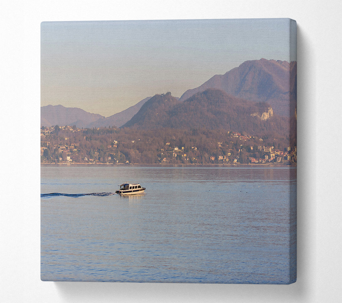  A Canvas Print of Blue Boat On Still Water Canvas Art
