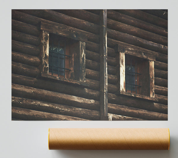Dark Wood Windows Print