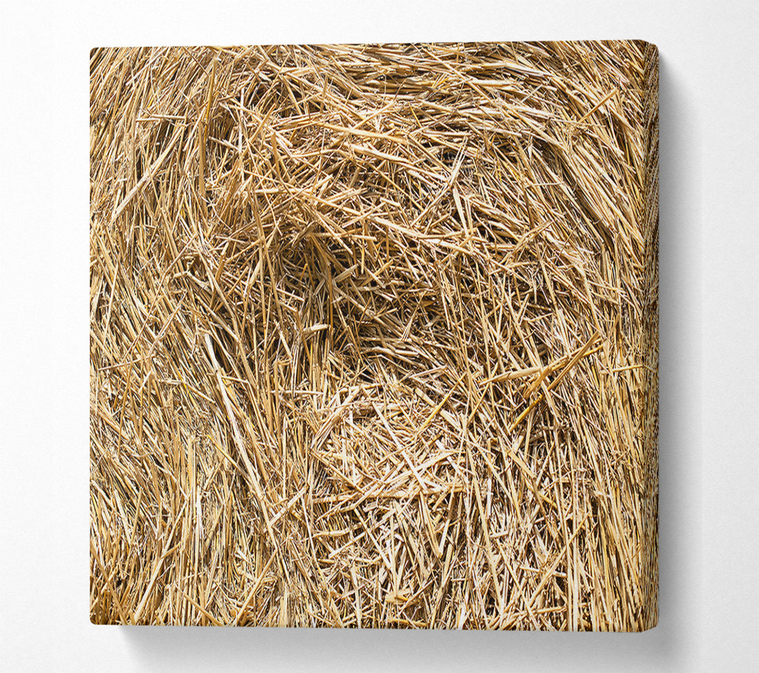  A Canvas Print of Golden Hay Bale Texture Canvas Print