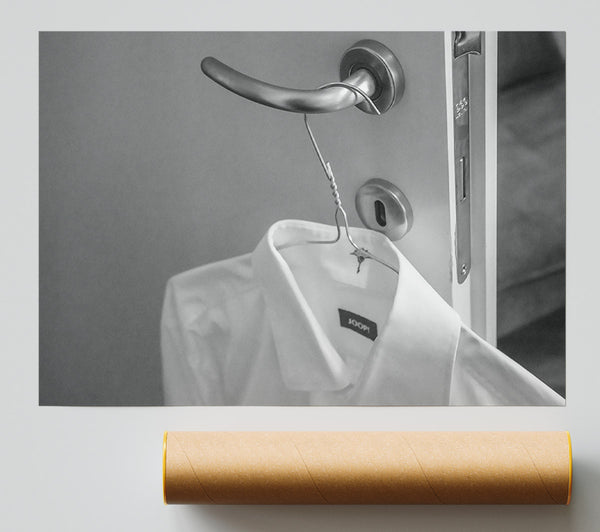 White Shirt On A Door Handle Poster
