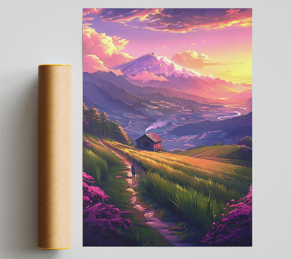 Purple Mountain Home Print