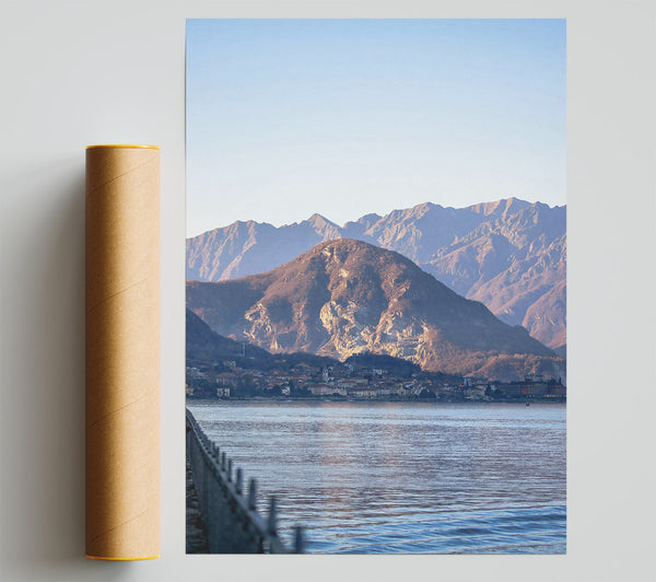 Blue Water Mountain View Print