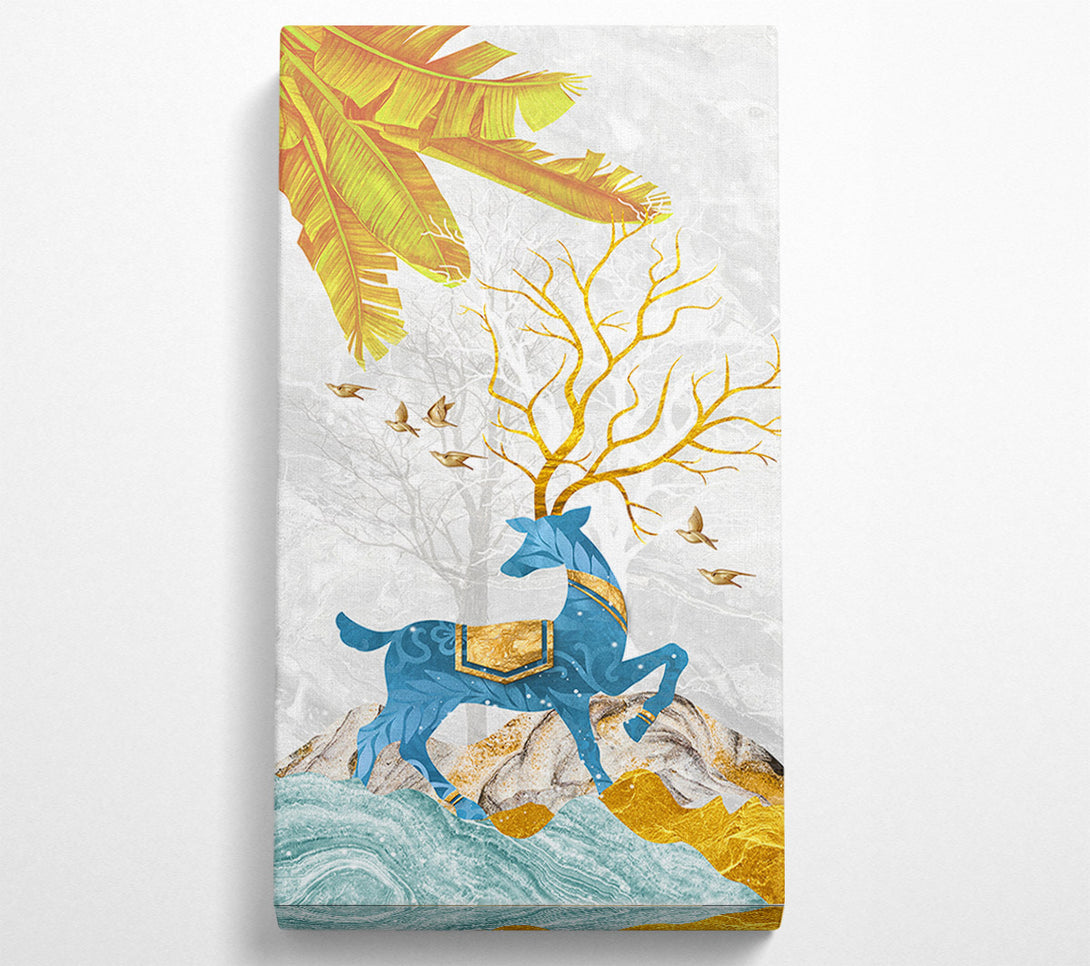  A Canvas Print of Blue Abstract Deer Canvas Art