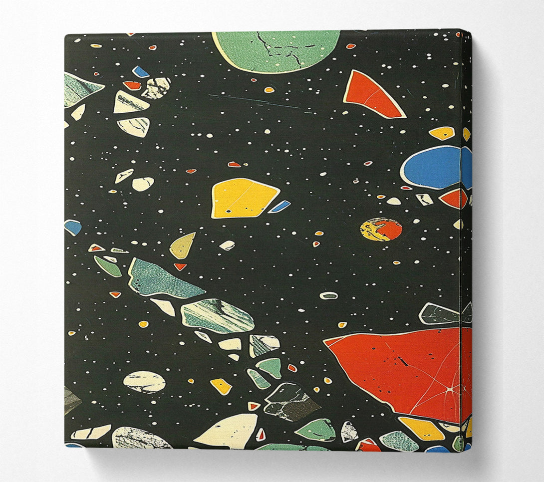  A Canvas Print of Black And Turquoise Terrazzo Canvas Print
