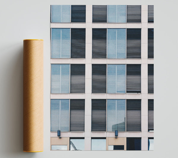 Blue Blinds Facade Poster