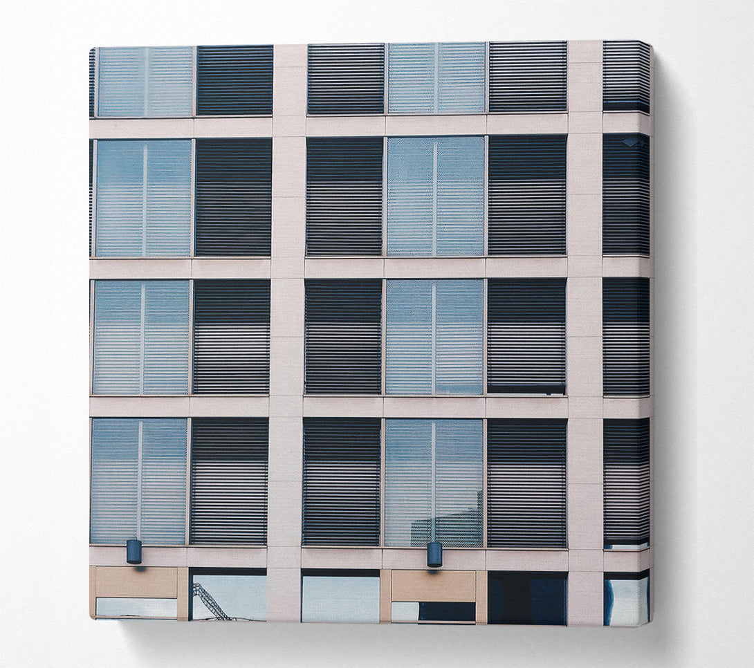  A Canvas Print of Blue Blinds Facade Canvas Art