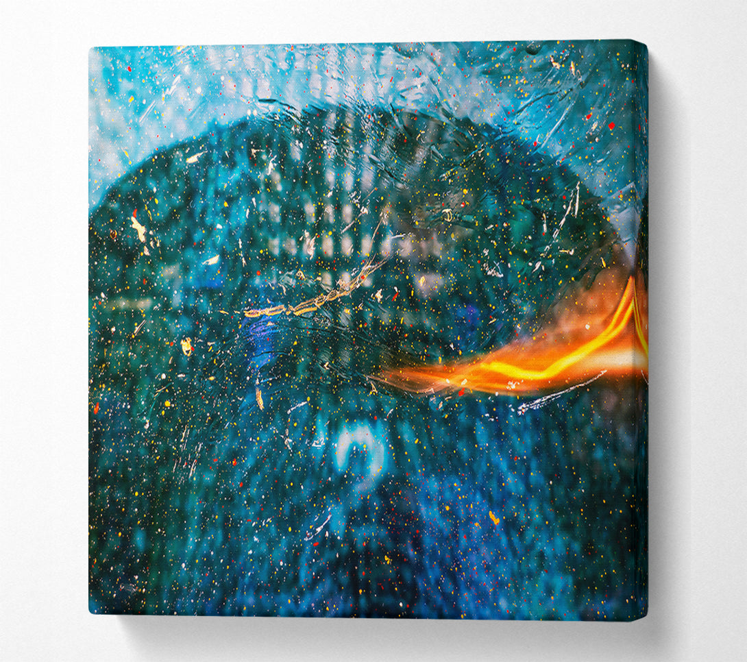  A Canvas Print of Teal Cosmic Fire Canvas Wall Art