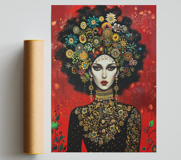 Crimson Floral Crown Print