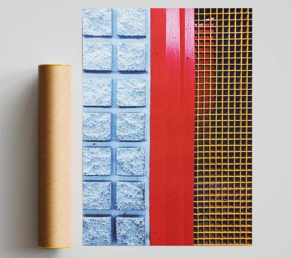 Red Brick And Grid Poster