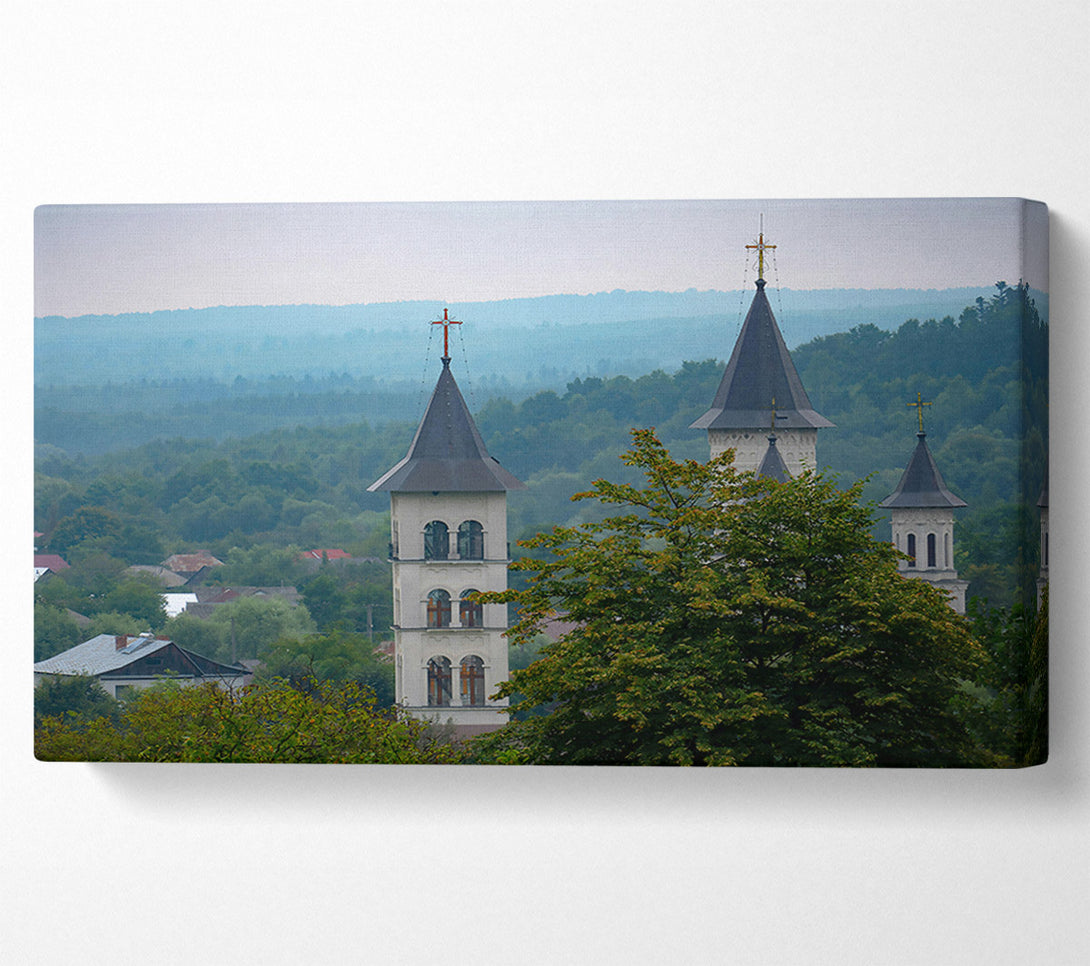  A Canvas Print of Blue Haze Steeples Canvas Print