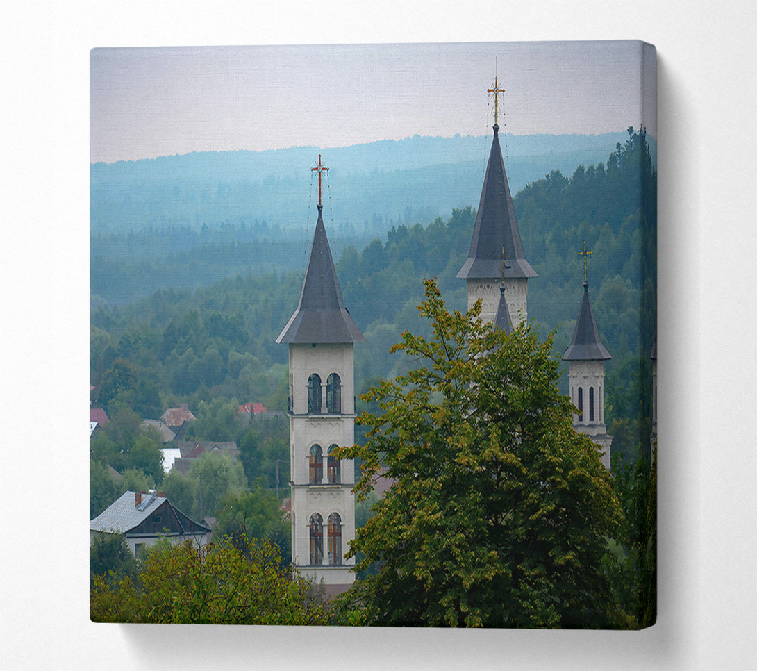 A Canvas Print of Blue Haze Steeples Canvas Print