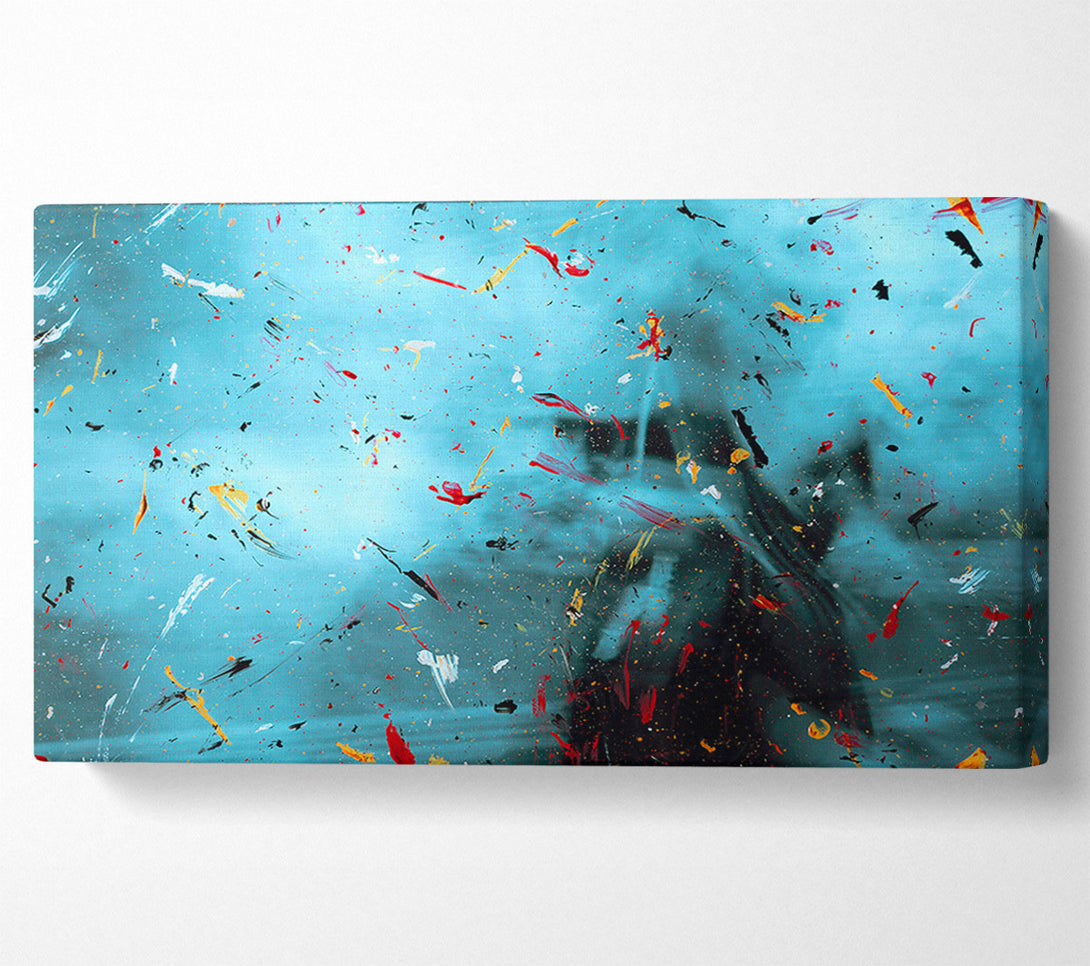  A Canvas Print of Teal Flecks Of Color Canvas Wall Art