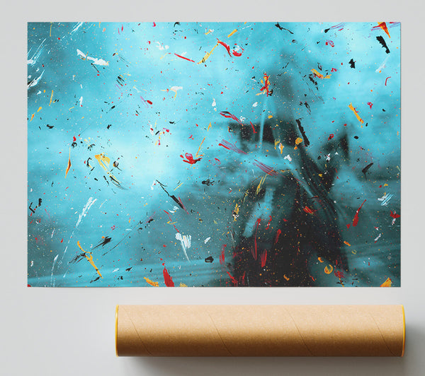 Teal Flecks Of Color Print