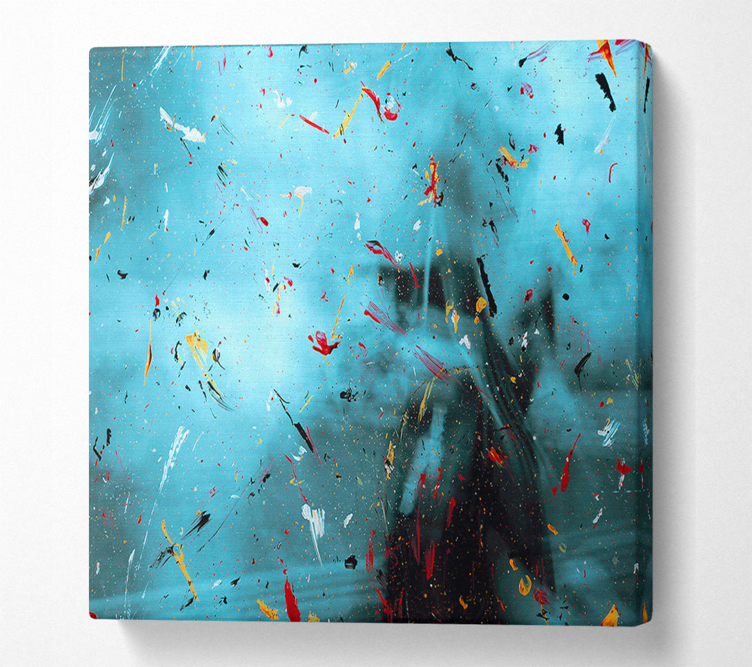  A Canvas Print of Teal Flecks Of Color Canvas Wall Art
