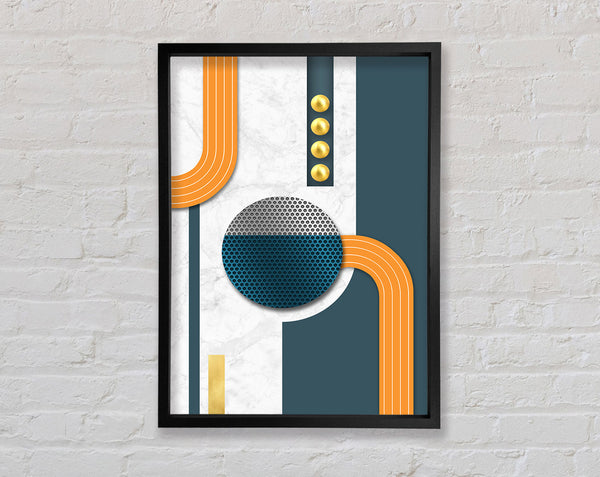 Blue Abstract With Shapes Framed Print