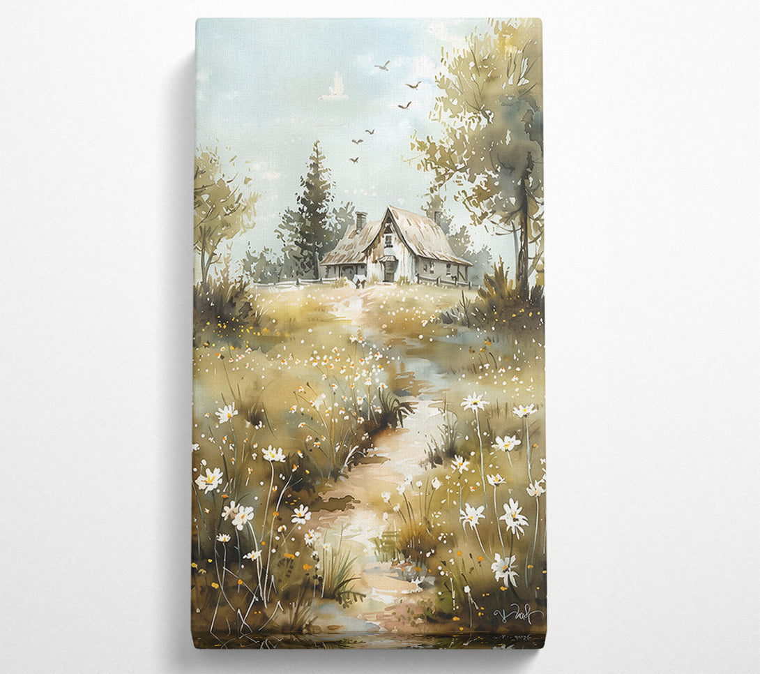  A Canvas Print of Golden Meadow Cottage Canvas Art