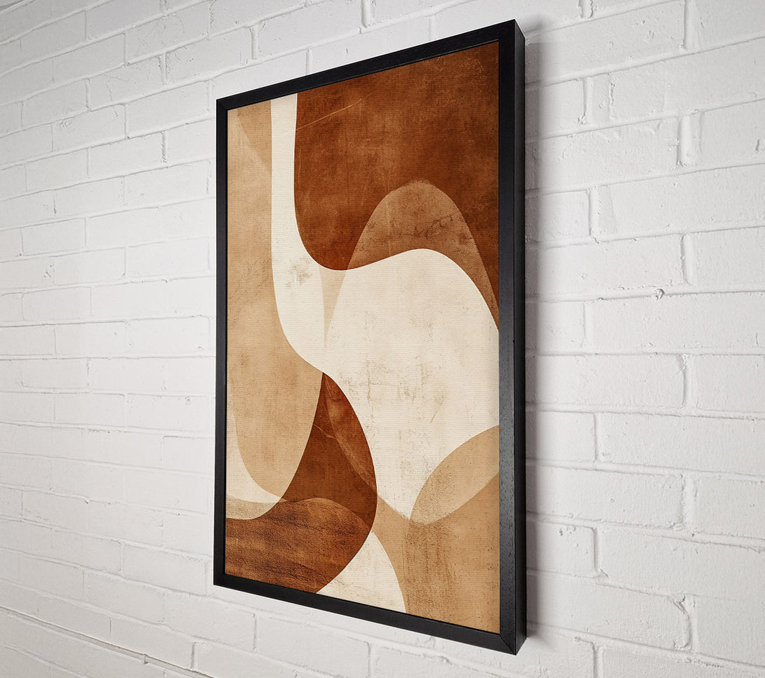  A Canvas Print of Rustic Brown Abstract Shapes Canvas Art