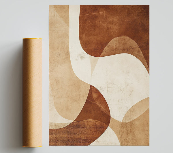 Rustic Brown Abstract Shapes Poster