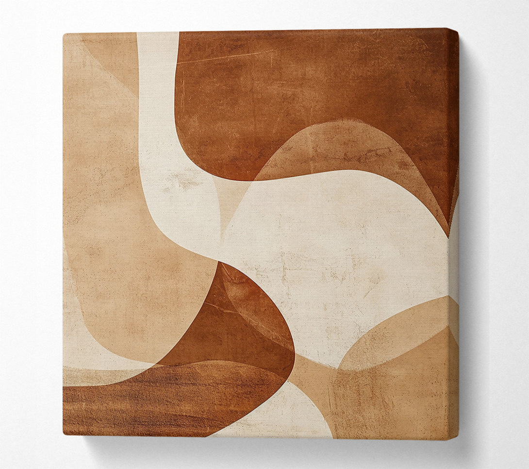  A Canvas Print of Rustic Brown Abstract Shapes Canvas Art