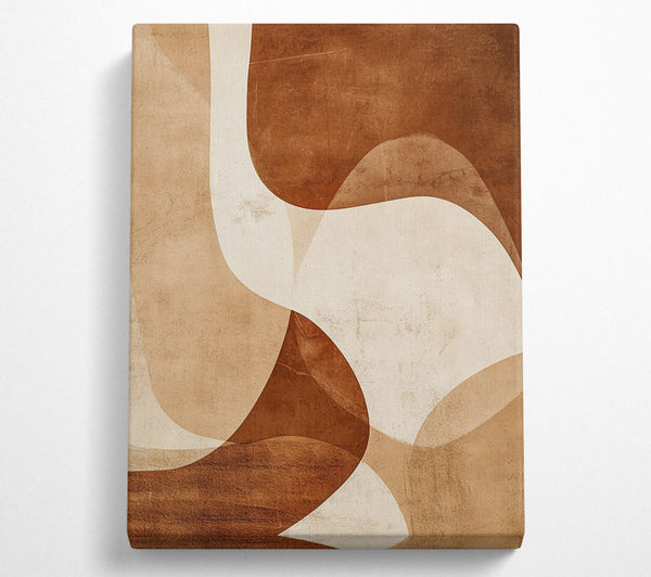 A Canvas Print of Rustic Brown Abstract Shapes Canvas Art