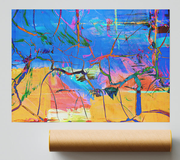 Yellow Abstract Branches Poster