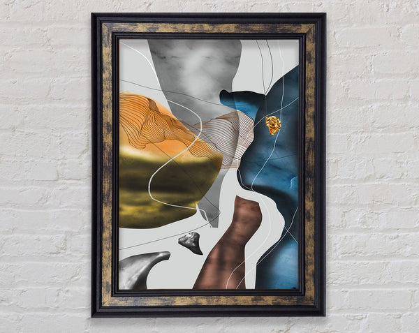 Blue And Gold Abstract Framed Print