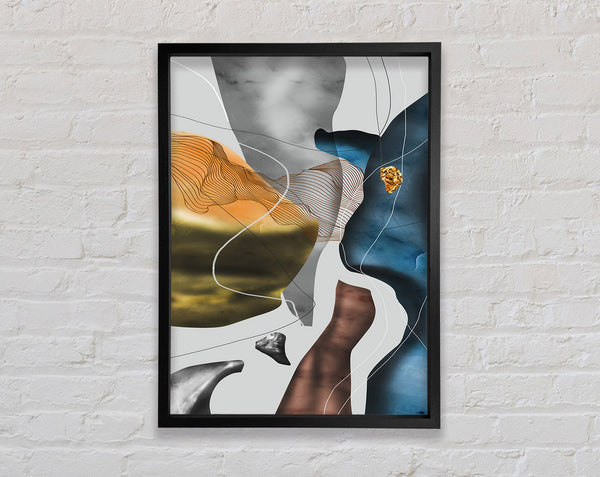 Blue And Gold Abstract Framed Print