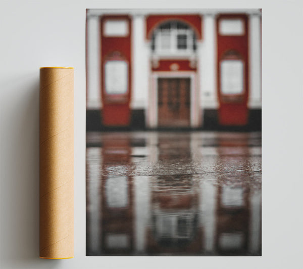 Red Reflections In Rain Print