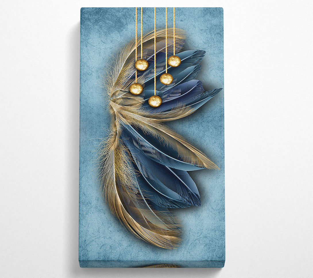  A Canvas Print of Blue And Gold Abstract Feathers Canvas Print