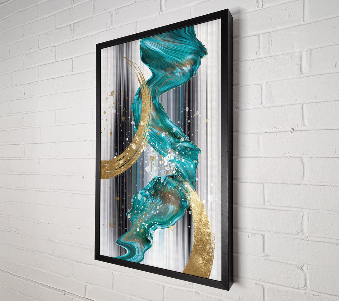  A Canvas Print of Blue And Gold Abstract Lines Canvas Art