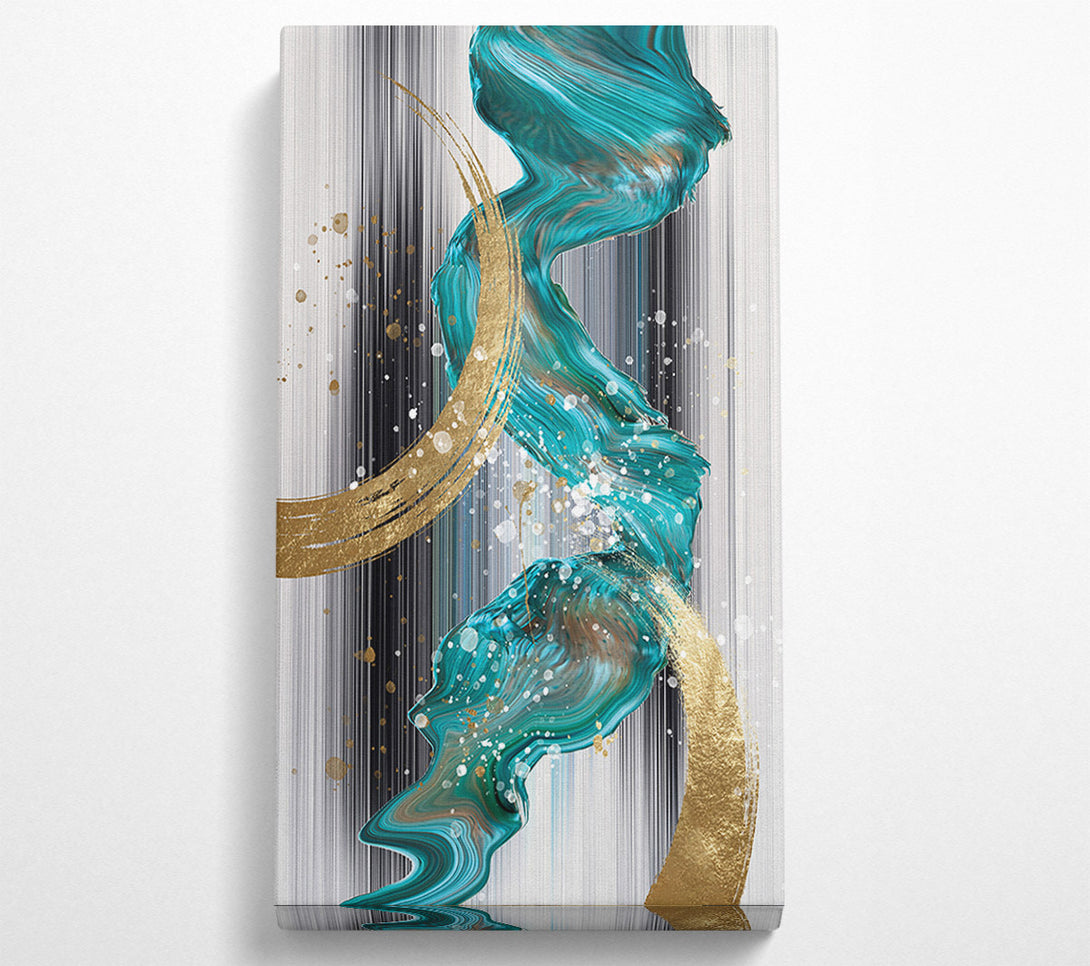  A Canvas Print of Blue And Gold Abstract Lines Canvas Art