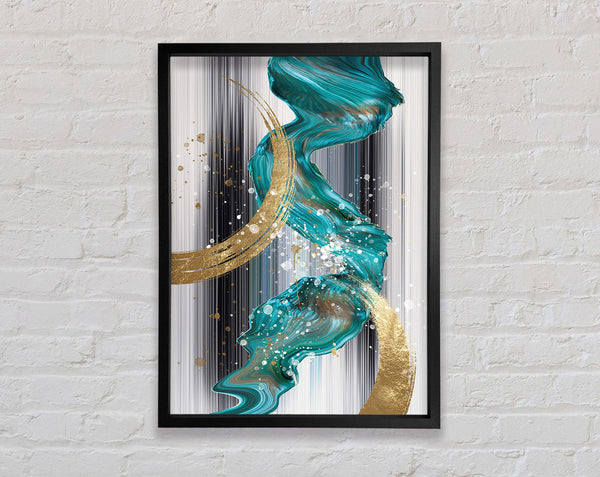 Blue And Gold Abstract Lines Framed Print