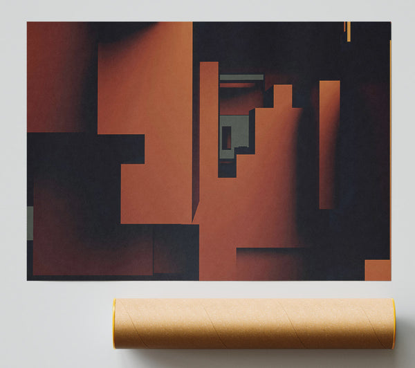 Burnt Orange Maze Print