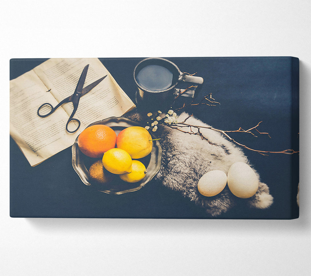  A Canvas Print of Blue Citrus Still Life Canvas Wall Art
