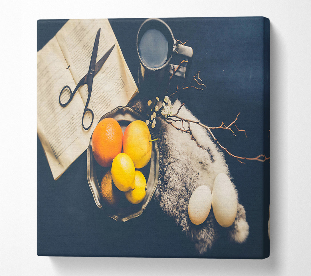  A Canvas Print of Blue Citrus Still Life Canvas Wall Art