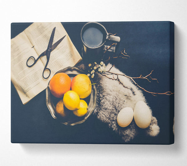  A Canvas Print of Blue Citrus Still Life Canvas Wall Art