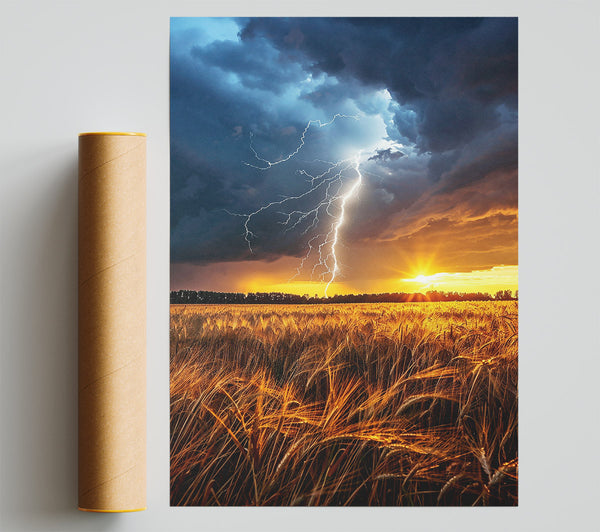 Golden Lightning Storm Poster