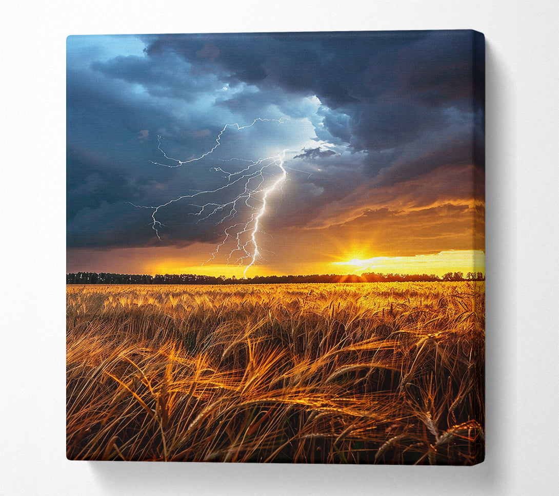  A Canvas Print of Golden Lightning Storm Canvas Print