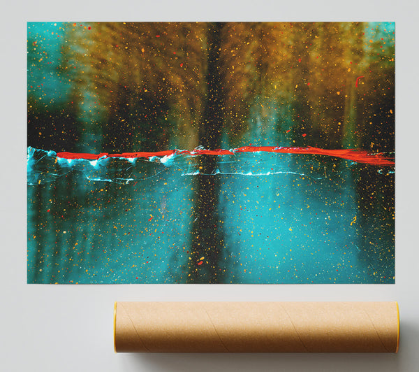 Teal Splattered Horizon Print