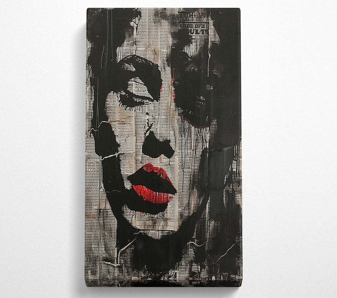  A Canvas Print of Crimson Face On Black Canvas Wall Art