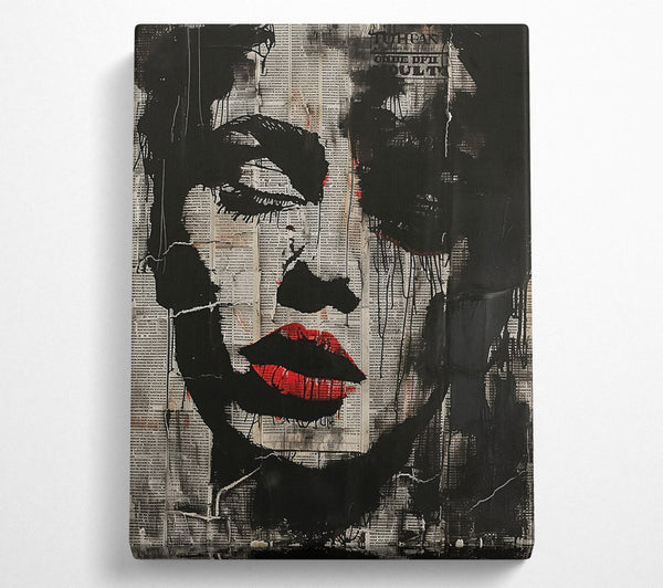  A Canvas Print of Crimson Face On Black Canvas Wall Art