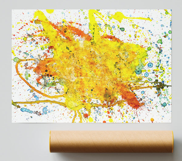 Golden Splatter Burst Giclee Print