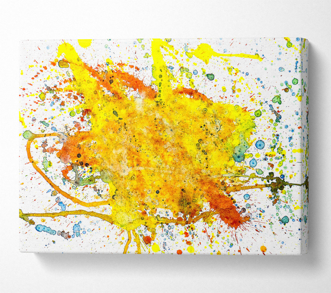 A Canvas Print of Golden Splatter Burst Canvas Wall Art