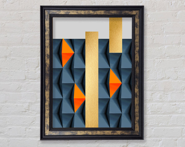 Blue And Gold Blocks Framed Print