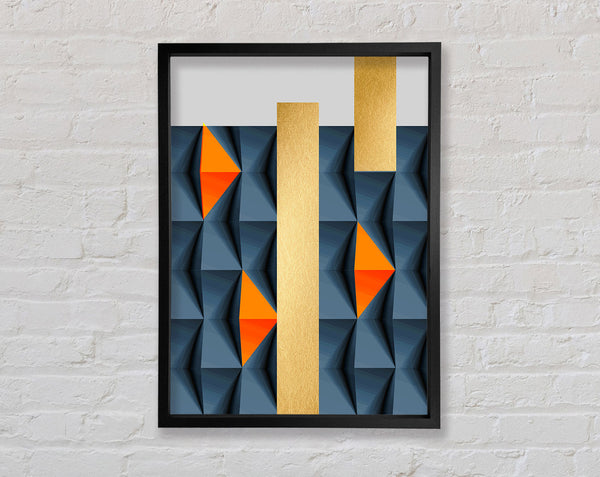 Blue And Gold Blocks Framed Print