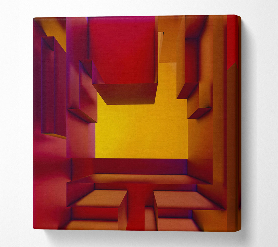  A Canvas Print of Crimson Geometric Escape Canvas Wall Art