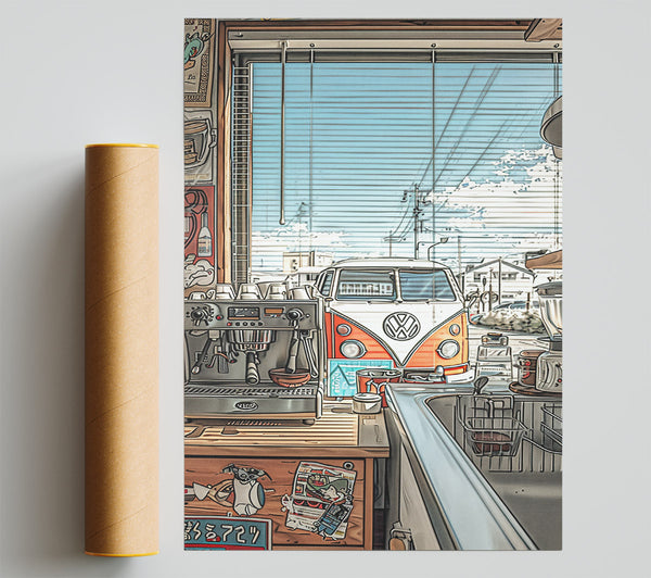 Orange Van Window View Print